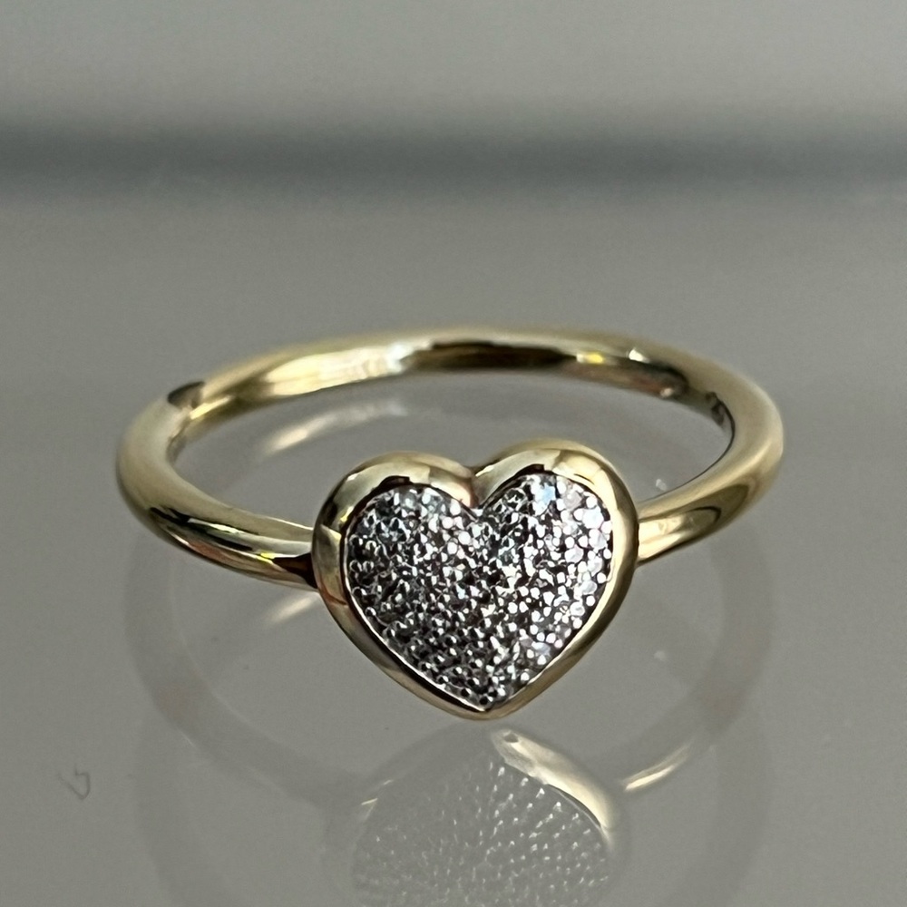 LINKS OF LONDON Diamond Essentials Gold Vermeil Pave Heart Ring RRP215 Size 7